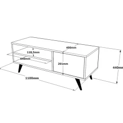 Meuble TV Max, Buffet de salon, Armoire basse pour TV, Base murale de rangement, 110x40h44 cm, Chêne