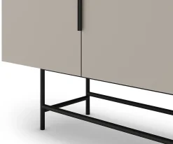 Meuble TV, Meuble de salon aspect bois coloris crème, pieds en métal noir - Longueur 200 x Profondeur 40 x Hauteur 77,90 cm