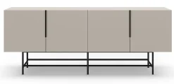 Meuble TV, Meuble de salon aspect bois coloris crème, pieds en métal noir - Longueur 200 x Profondeur 40 x Hauteur 77,90 cm
