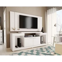 Meuble TV Mural 55 Pouces Blanc - Caemmum - Meubles d appoint - SEJOUR
