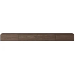 Meuble TV mural aspect bois noyer avec 4 abattants 300 cm BEMMI