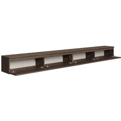Meuble TV mural aspect bois noyer avec 4 abattants 300 cm BEMMI