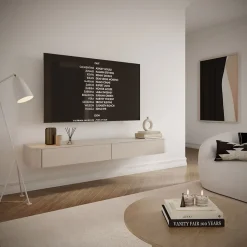Meuble TV mural gris cachemire 175 cm LUVIO SLIM