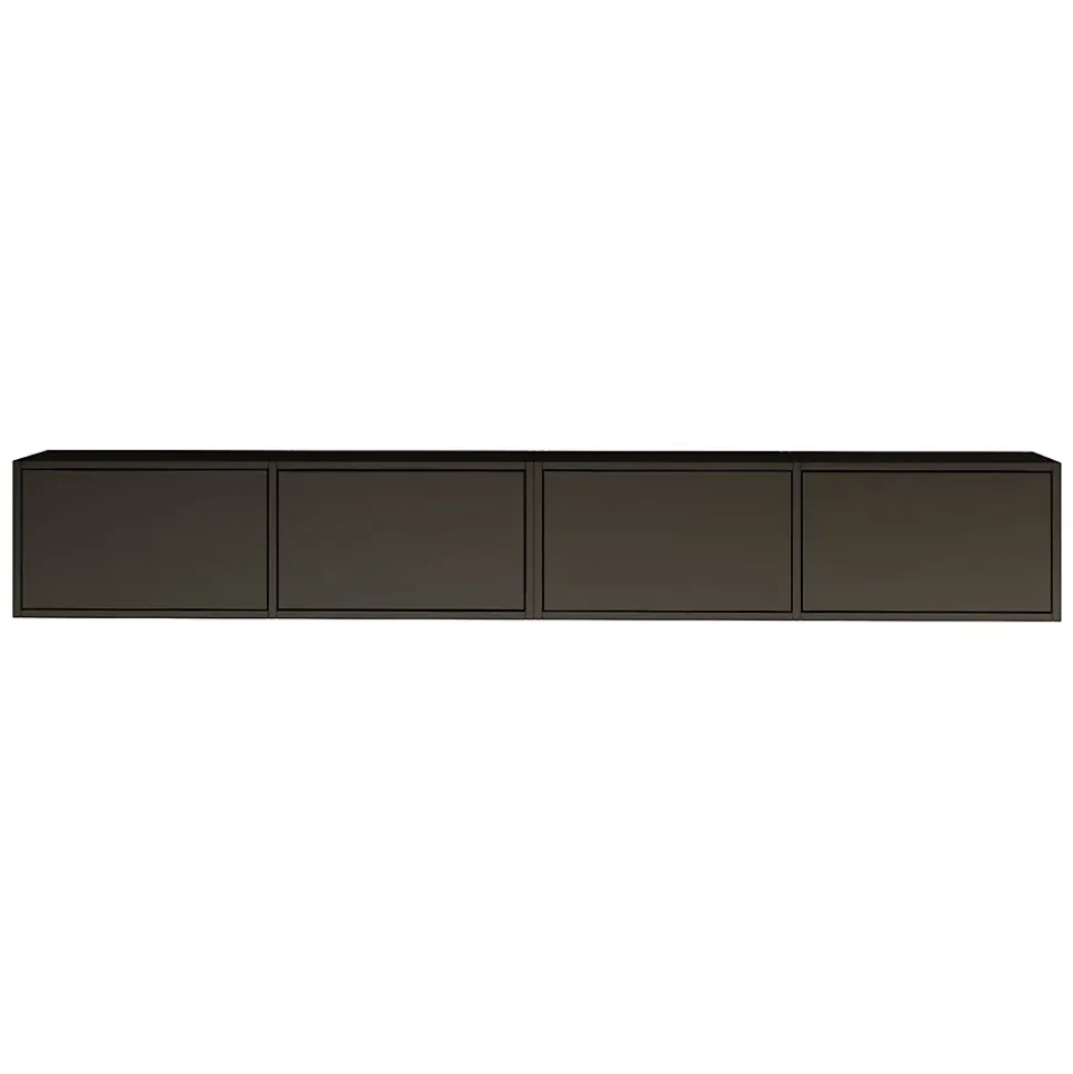 Meuble TV mural noir avec 4 abattants 200 cm FRAMME