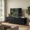 Meuble TV noir avec 4 tiroirs GoodHome Atomia H. 37 x L. 150 x P. 45 cm