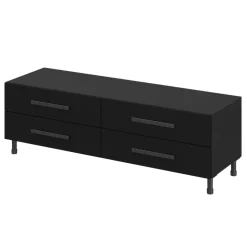 Meuble TV noir avec 4 tiroirs GoodHome Atomia H. 37 x L. 150 x P. 45 cm