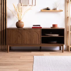 Meuble TV NOLAN couleur bois de noyer style scandinave
