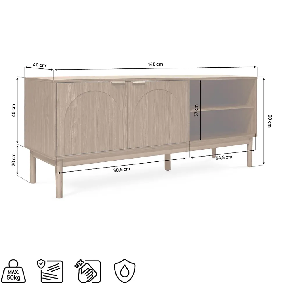 Meuble TV NOLAN couleur bois de noyer style scandinave