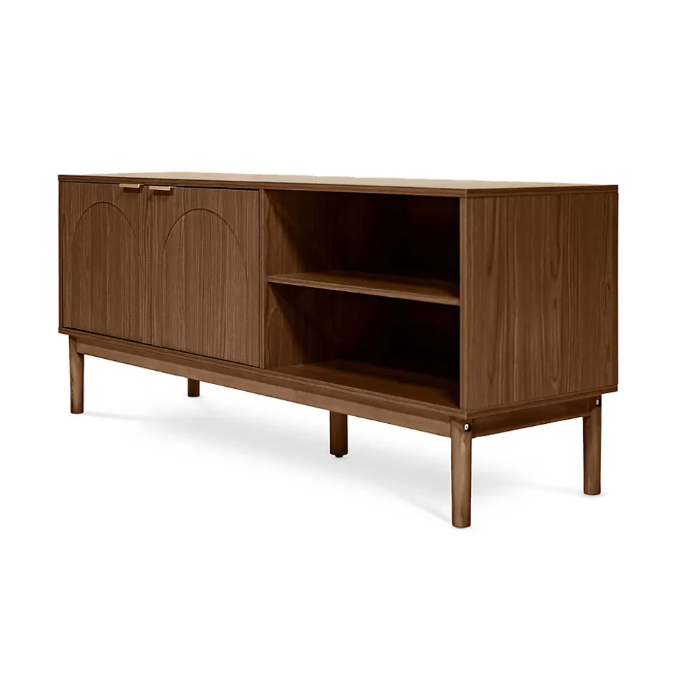 Meuble TV NOLAN couleur bois de noyer style scandinave