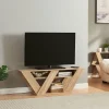 Meuble TV Nome avec 2 étagères 110 x 30 x 40 cm effet chêne en.casa