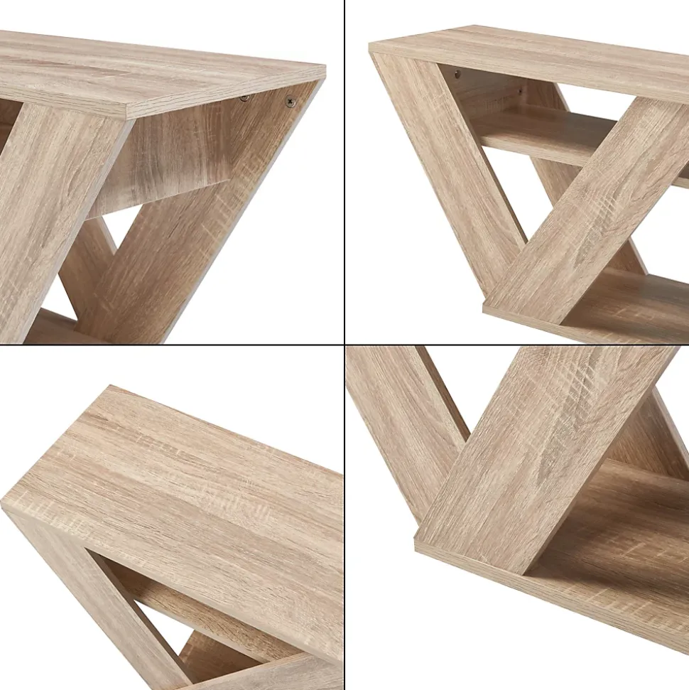 Meuble TV Nome avec 2 étagères 110 x 30 x 40 cm effet chêne en.casa