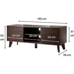 Meuble TV portes coulissantes Façades Effet Bois Rainuré L135 cm - FRIBOURG