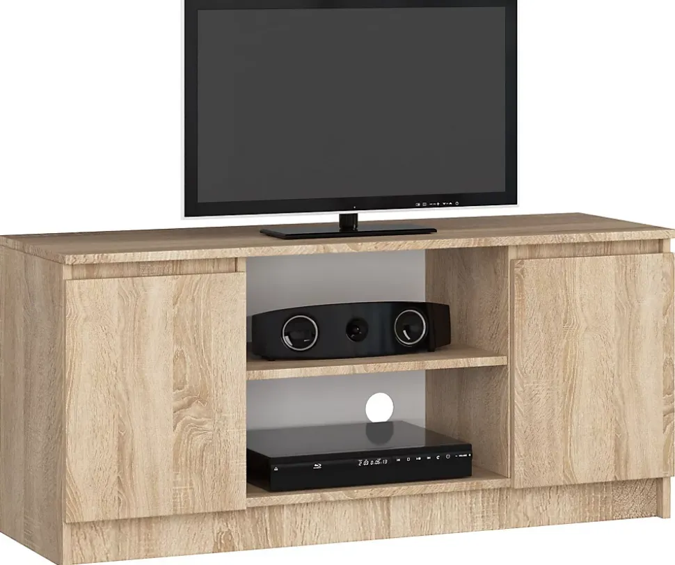Meuble TV pour salon AKORD Chêne Sonoma 120 cm 2 portes façade Chêne Sonoma 2 étagères 120x40x55 cm