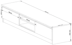 Meuble TV pour salon AKORD Blanc 160 cm 2 portes façade Blanche 2 étagères 160x40x33 cm