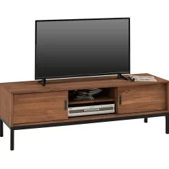 Meuble TV SELMA L 145 cm en bois massif - Brun foncé