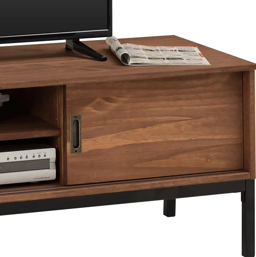 Meuble TV SELMA L 145 cm en bois massif - Brun foncé