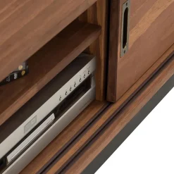 Meuble TV SELMA L 145 cm en bois massif - Brun foncé