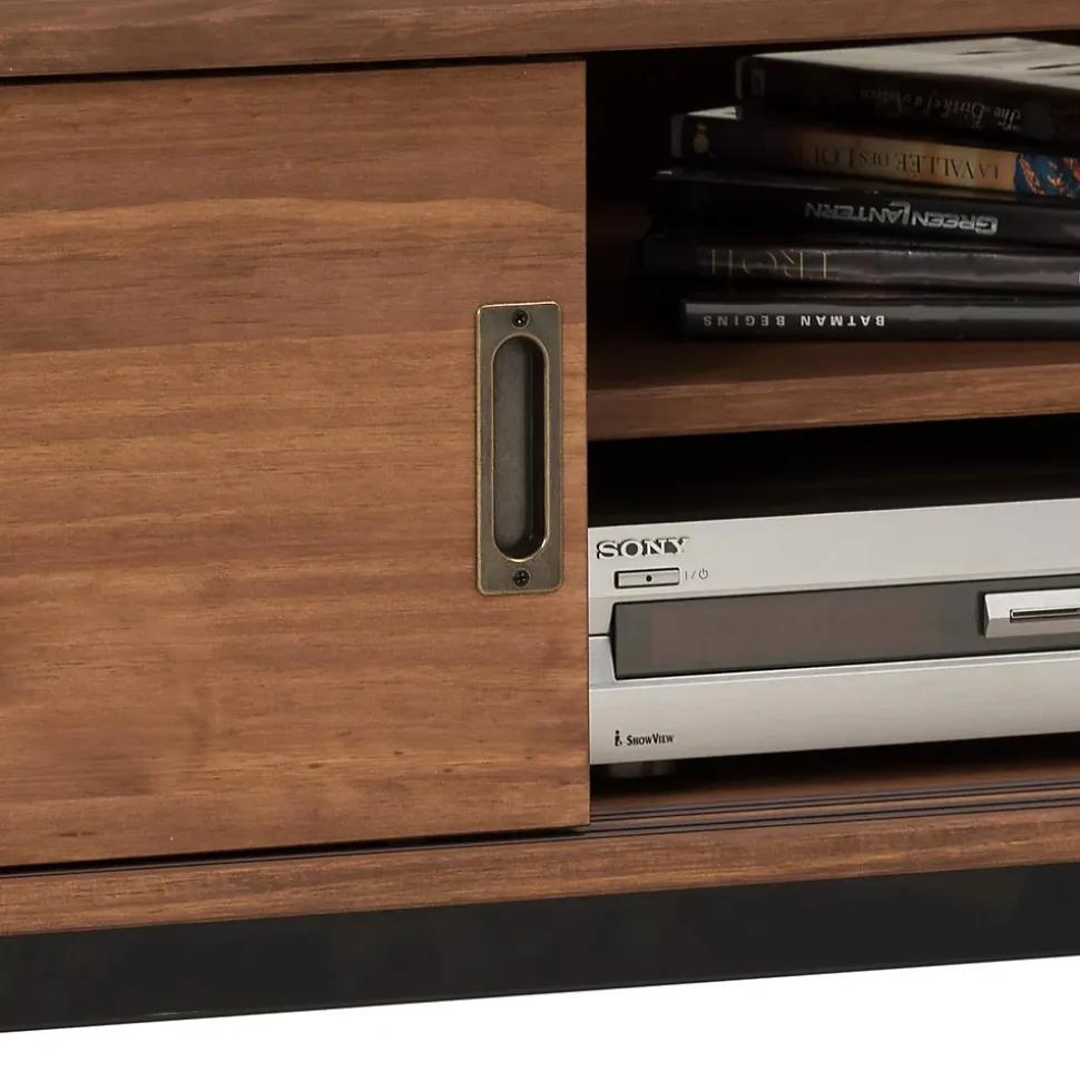 Meuble TV SELMA L 145 cm en bois massif - Brun foncé