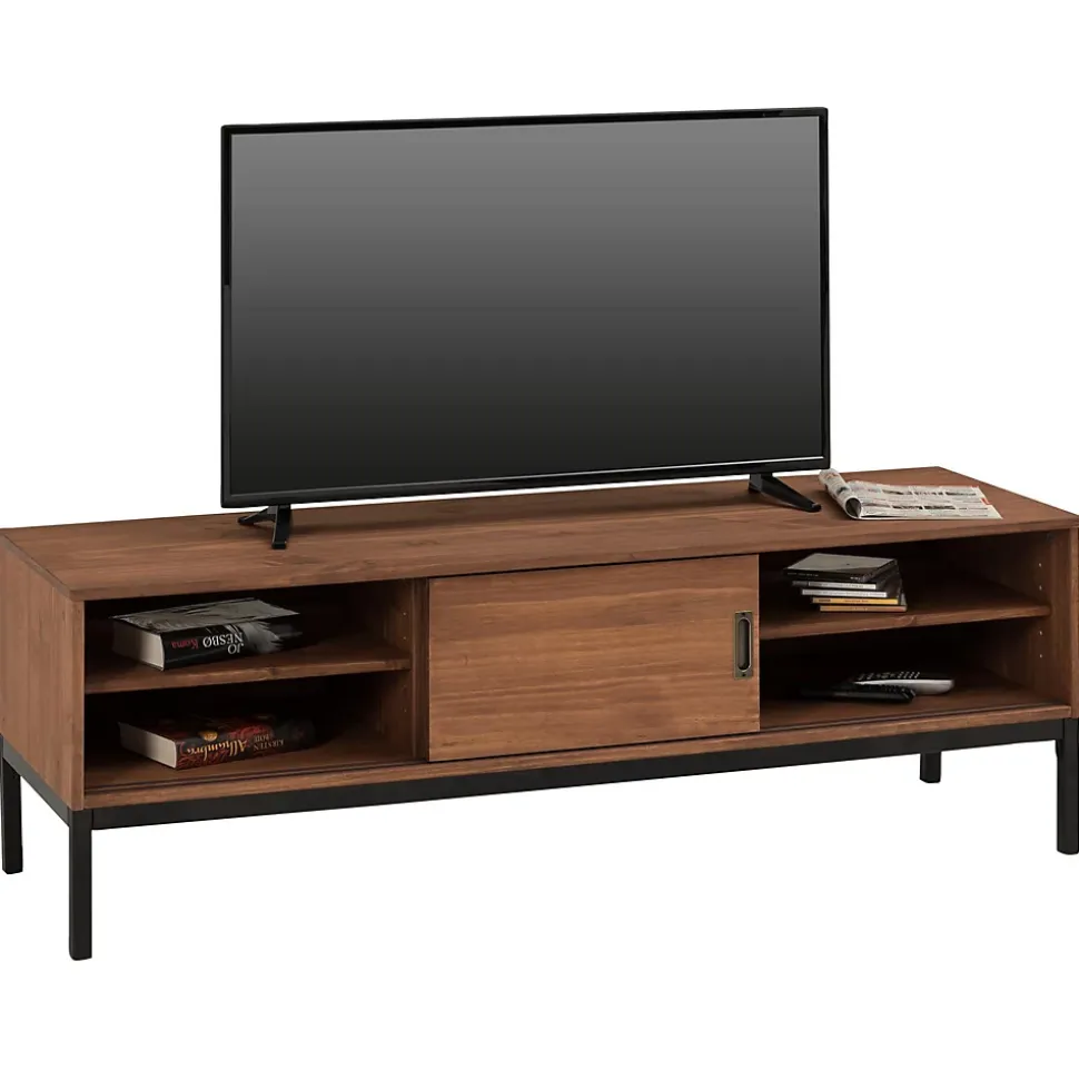 Meuble TV SELMA L 145 cm en bois massif - Brun foncé