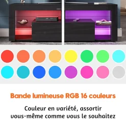 Meuble TV SIRHONA 140x35x45cm avec LED de Couleur Réglable