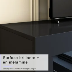 Meuble TV SIRHONA 140x35x45cm avec LED de Couleur Réglable