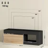 Meuble TV style moderne bicolore 2 portes grande niche 140 x 40 x 48 cm effet bois naturel noir
