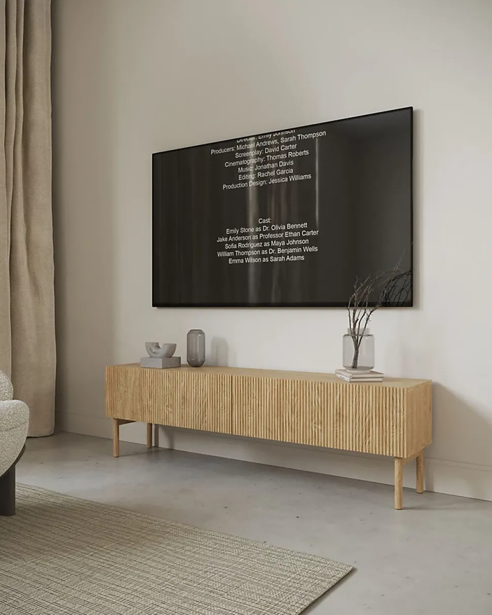 Meuble TV sur pied 175 cm chêne huilé NOLIE