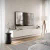 Meuble TV suspendu 200 cm 4 portes blanc BEMMI