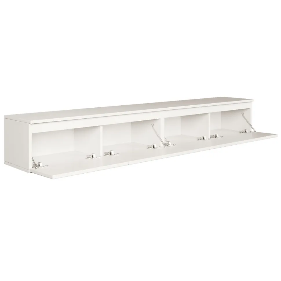 Meuble TV suspendu 200 cm 4 portes blanc BEMMI