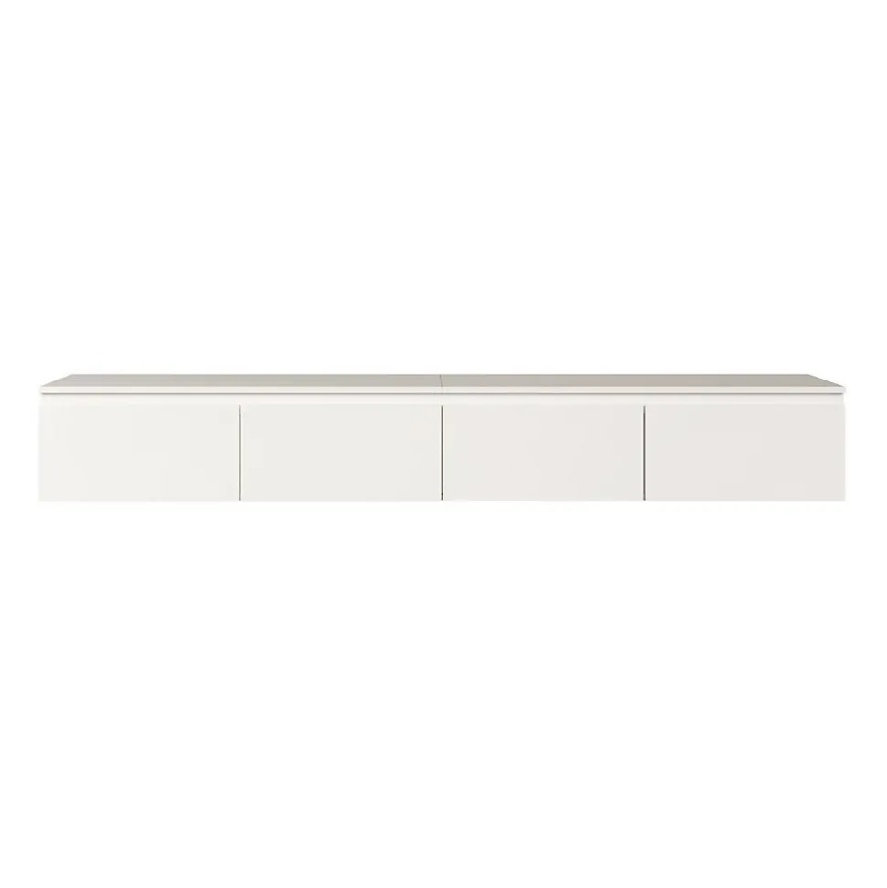 Meuble TV suspendu 200 cm 4 portes blanc BEMMI