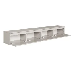 Meuble TV suspendu 200 cm 4 portes grège BEMMI