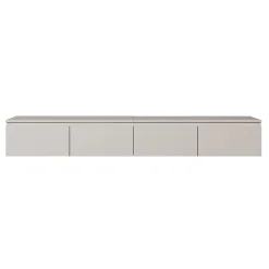 Meuble TV suspendu 200 cm 4 portes grège BEMMI