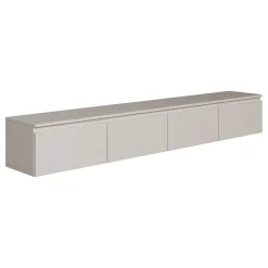 Meuble TV suspendu 200 cm 4 portes grège BEMMI