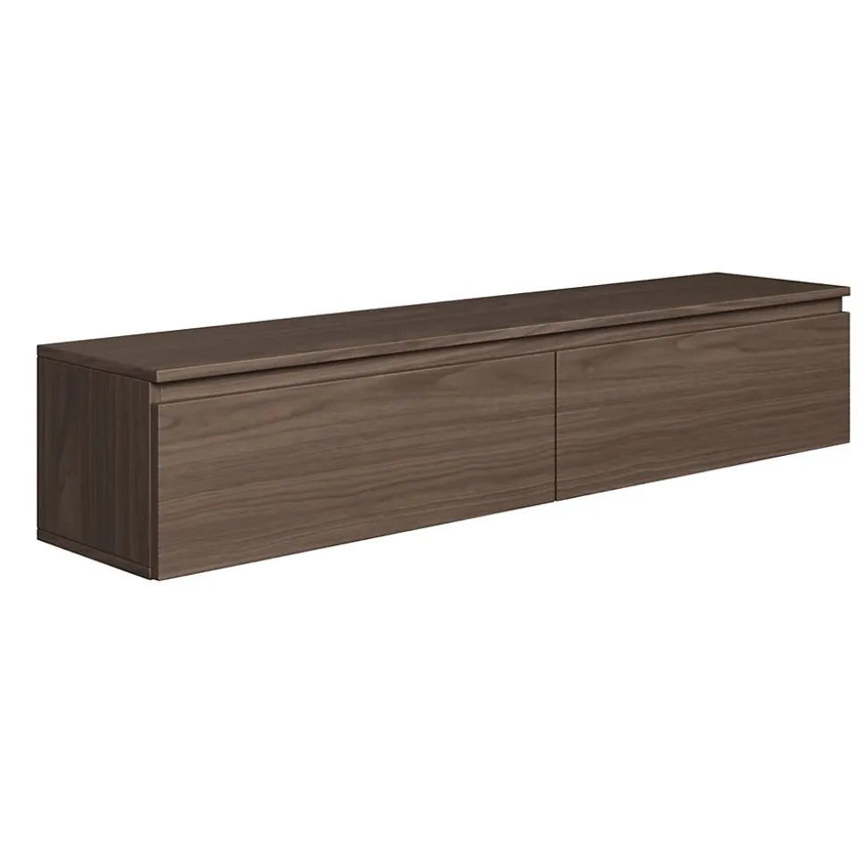 Meuble TV suspendu 150 cm 2 portes noyer du Wisconsin BEMMI