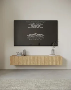 Meuble TV suspendu 175 cm chêne huilé NOLIE