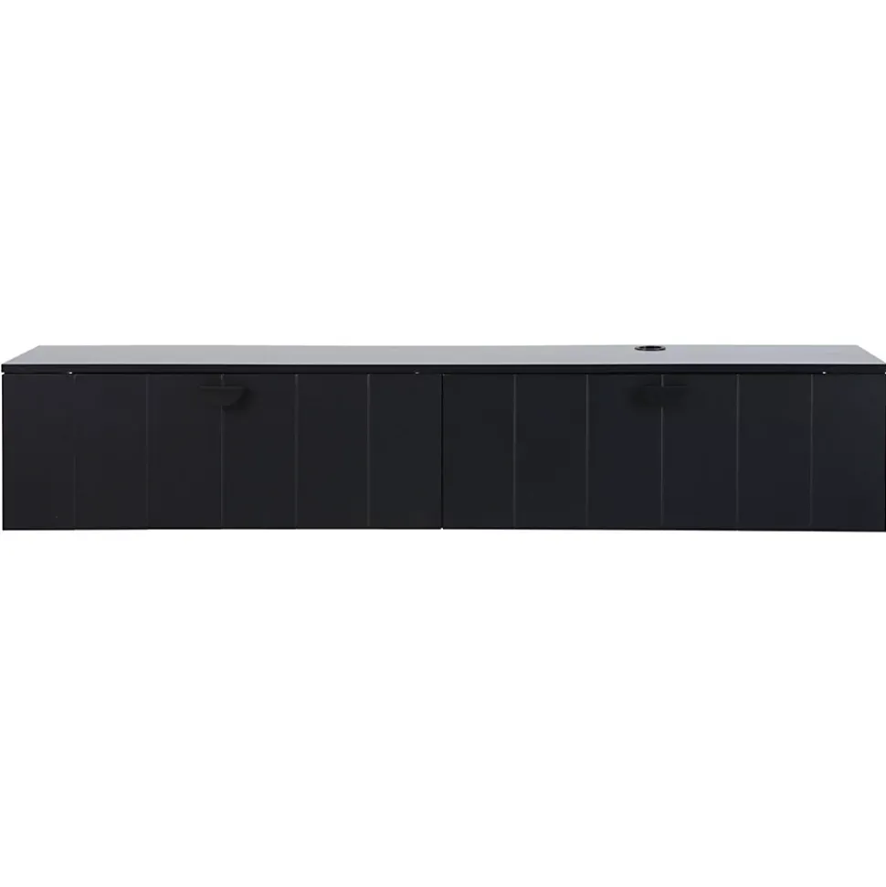 Meuble TV suspendu 160 cm moderne noir Oviala