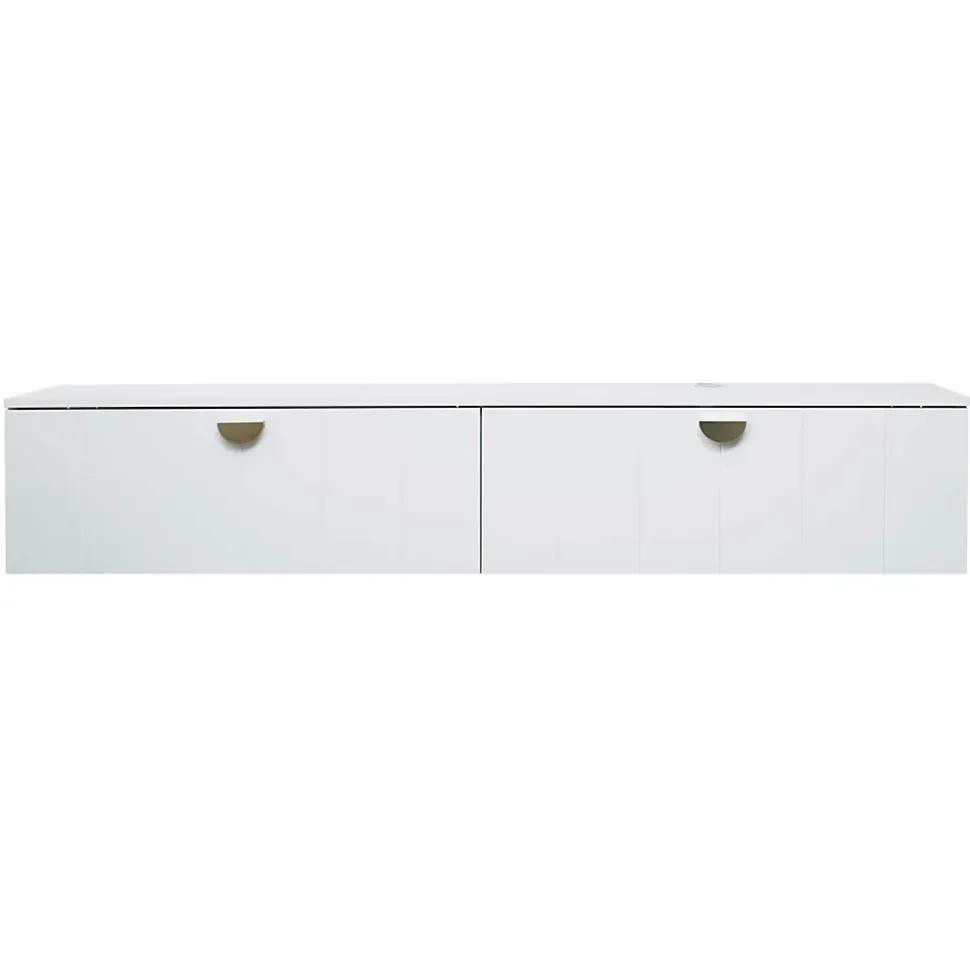 Meuble TV suspendu 160 cm moderne blanc Oviala