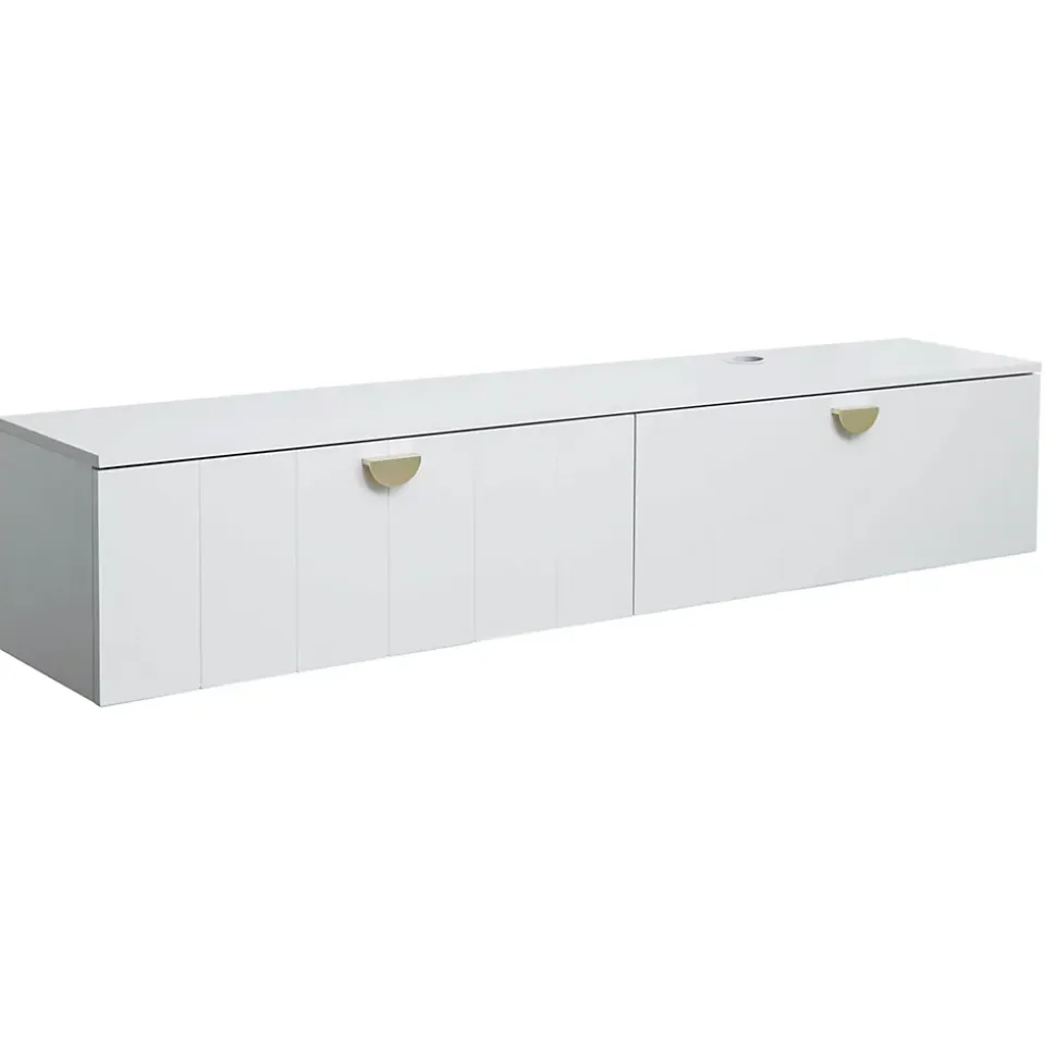 Meuble TV suspendu 160 cm moderne blanc Oviala