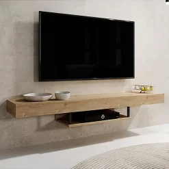 Meuble TV Suspendu - Meuble TV de salon - Support pour Téléviseur - L 150 x P 29,6 x H 22 cm - Couleur Safir Mat - Modèle Aydin