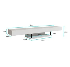 Meuble TV Suspendu - Meuble TV de salon - Support pour Téléviseur - L 150 x P 29,6 x H 22 cm - Couleur Safir Mat - Modèle Aydin