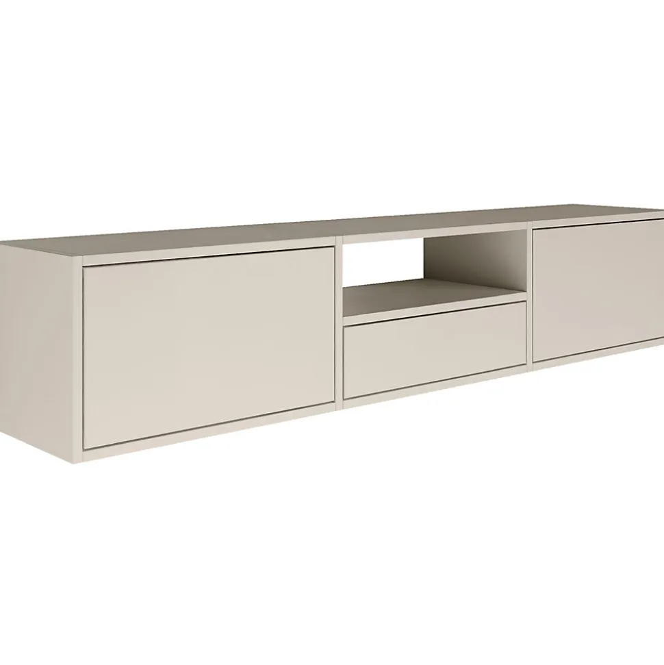 Meuble TV suspendu a 3 abattants et etagere gris cachemire 150 cm FRAMME