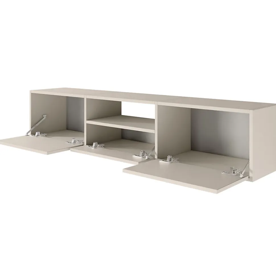 Meuble TV suspendu a 3 abattants et etagere gris cachemire 150 cm FRAMME