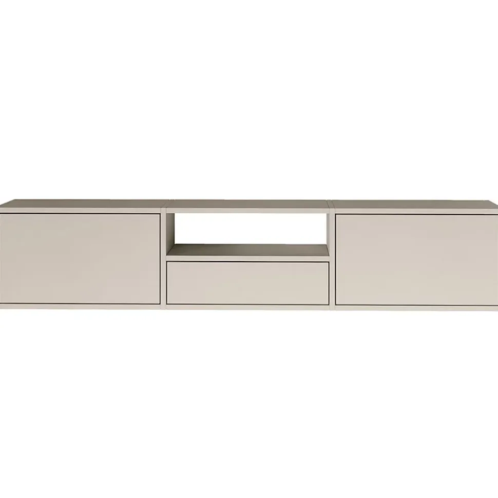 Meuble TV suspendu a 3 abattants et etagere gris cachemire 150 cm FRAMME