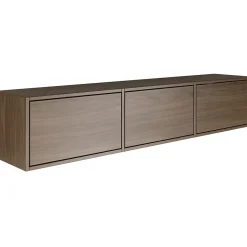 Meuble TV suspendu a 3 abattants aspect noyer 150 cm FRAMME