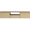 Meuble TV suspendu a 3 abattants et etagere aspect chene 150 cm FRAMME