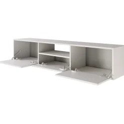 Meuble TV suspendu a 3 abattants et etagere blanc 150 cm FRAMME