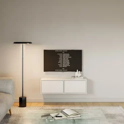 Meuble TV suspendu a deux abattants blanc 100 cm FRAMME