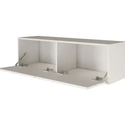 Meuble TV suspendu a deux abattants blanc 100 cm FRAMME