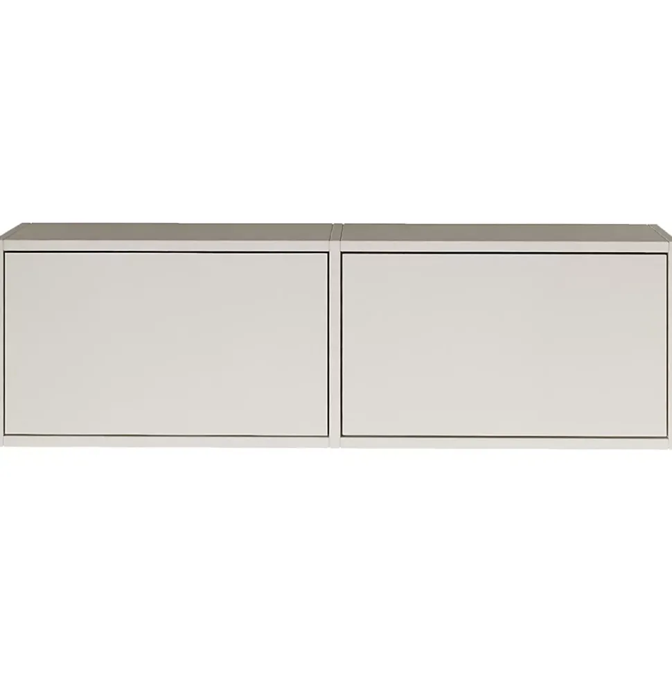Meuble TV suspendu a deux abattants blanc 100 cm FRAMME