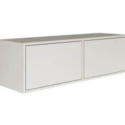 Meuble TV suspendu a deux abattants blanc 100 cm FRAMME